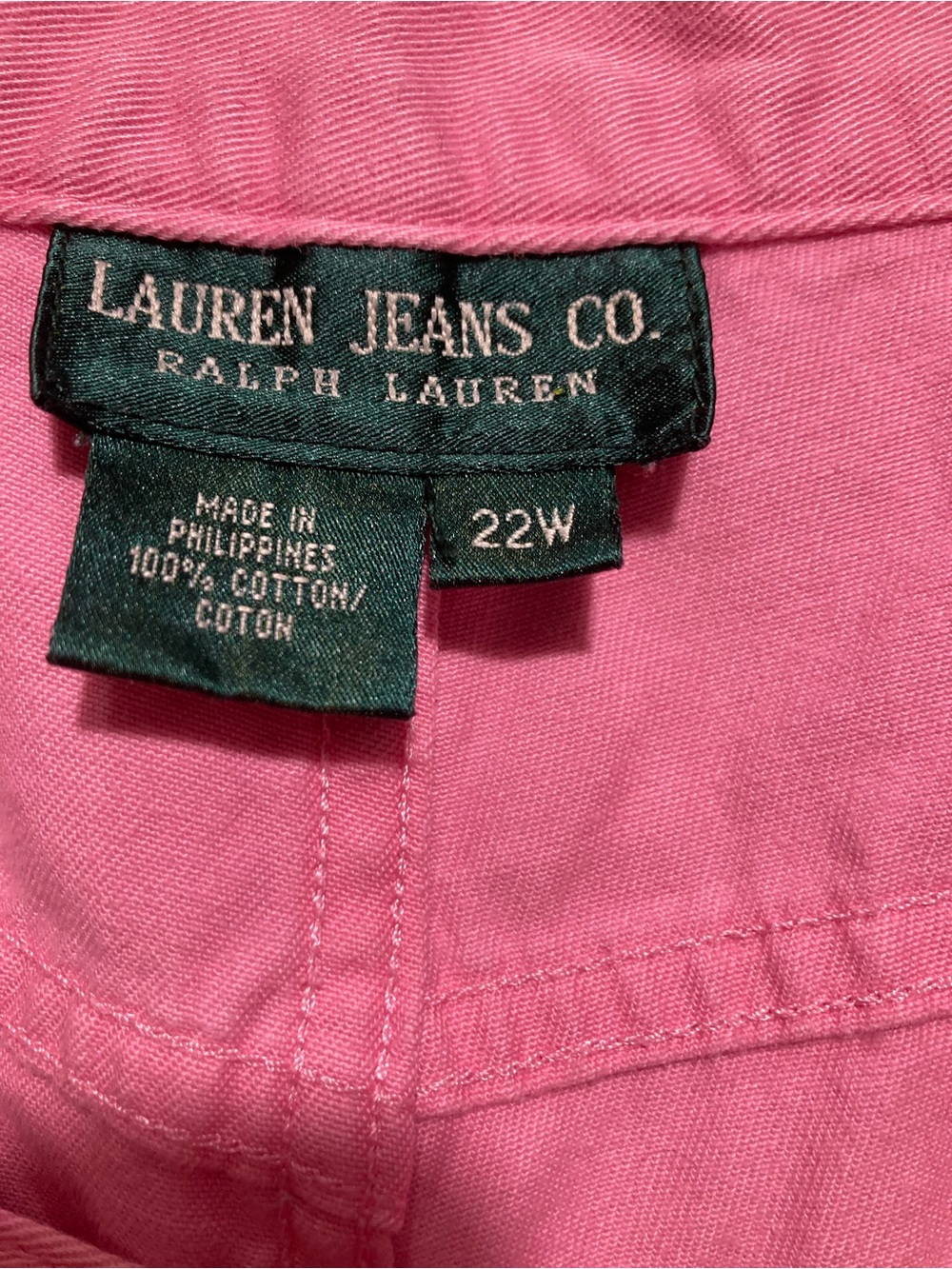 Lauren Ralph Lauren Pink Cropped Jeans Womens 22W Hot Pink Cotton Capri Pants - Picture 8 of 11